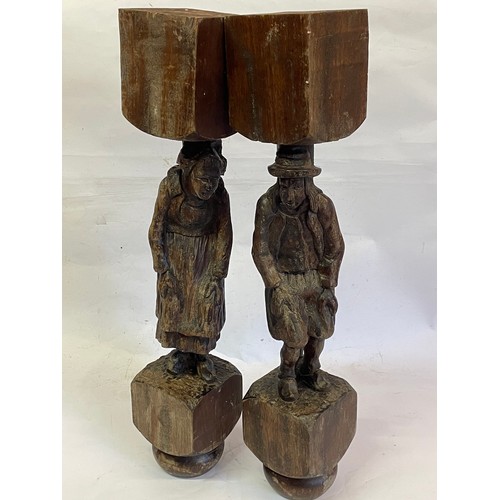 184 - Two Antique Continental  Carved Wood Figures. 68.5 cms High