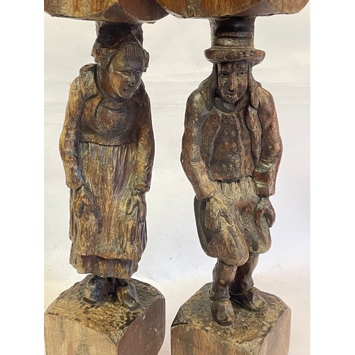 184 - Two Antique Continental  Carved Wood Figures. 68.5 cms High