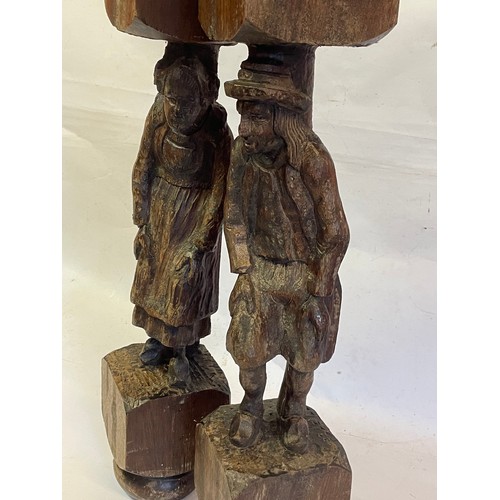 184 - Two Antique Continental  Carved Wood Figures. 68.5 cms High