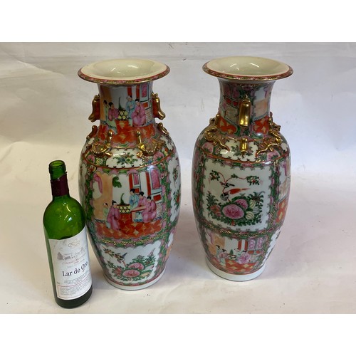 189 - Large Pair Of Chinese Hand Painted Vases. 46 cms High