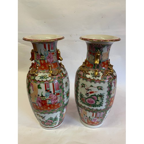 189 - Large Pair Of Chinese Hand Painted Vases. 46 cms High