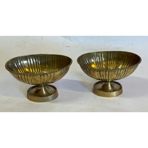 191 - Pair Of Brass Pedestal Bowls. 18 x 11 cms  (2)