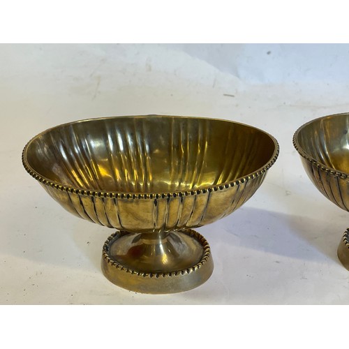 191 - Pair Of Brass Pedestal Bowls. 18 x 11 cms  (2)