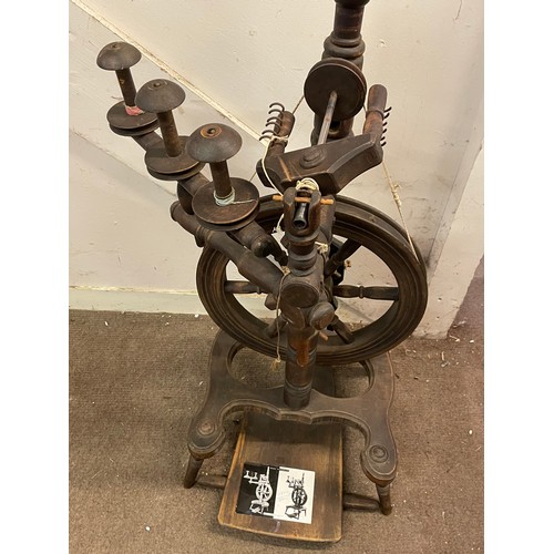 260 - Antique Continental Spinning Wheel. 125 cms High