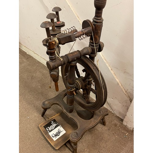 260 - Antique Continental Spinning Wheel. 125 cms High