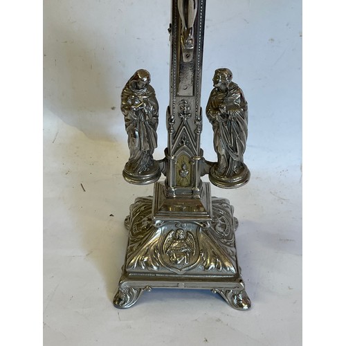 252 - White Metal Religious Altar Cross Crucifix. 45 cms High