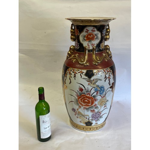 196 - Large Hand Painted Chinese Vase. 63 cms High