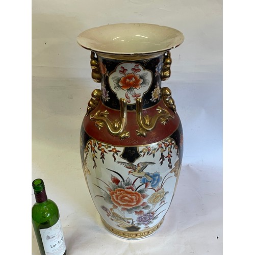 196 - Large Hand Painted Chinese Vase. 63 cms High