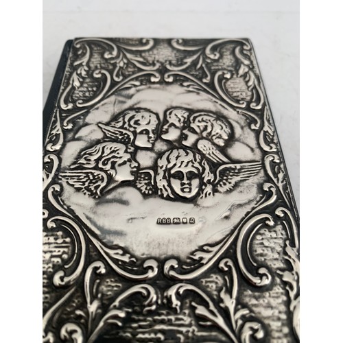 128 - Vintage Leather Address Book Having A Hallmarked Silver Cherub Front Signed RBB Birmingham 1990
8 x ... 