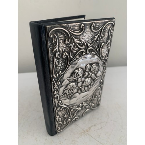 128 - Vintage Leather Address Book Having A Hallmarked Silver Cherub Front Signed RBB Birmingham 1990
8 x ... 