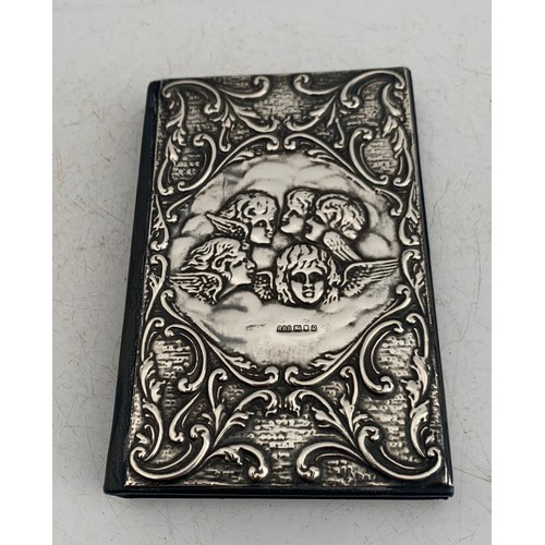 128 - Vintage Leather Address Book Having A Hallmarked Silver Cherub Front Signed RBB Birmingham 1990
8 x ... 