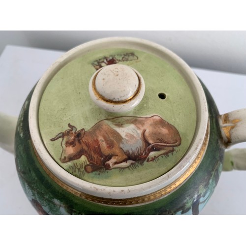 244 - Rare Antique Staffordshire Jack And Jill Nursery Rhyme Teapot
24 cms wide , 15 cms diameter x 15 cms... 