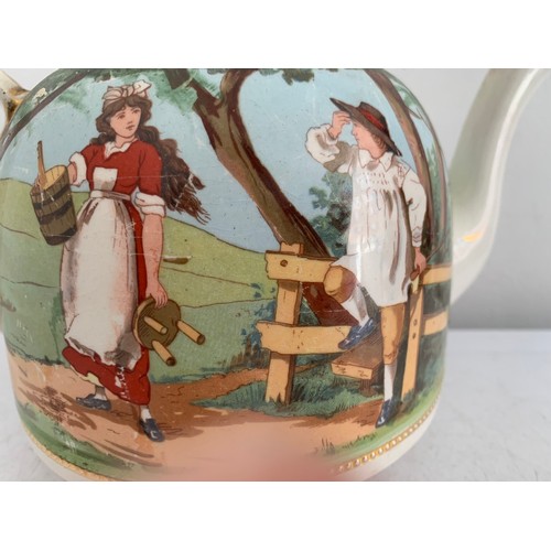 244 - Rare Antique Staffordshire Jack And Jill Nursery Rhyme Teapot
24 cms wide , 15 cms diameter x 15 cms... 