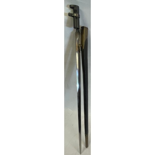 283 - British Martini-Enfield Socket Bayonet With Leather Scabbard.