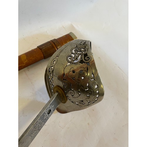 287 - George V 1897 Pattern Sword With Inscription To Blade, Shagreen Grip  And Leather Scabbard.