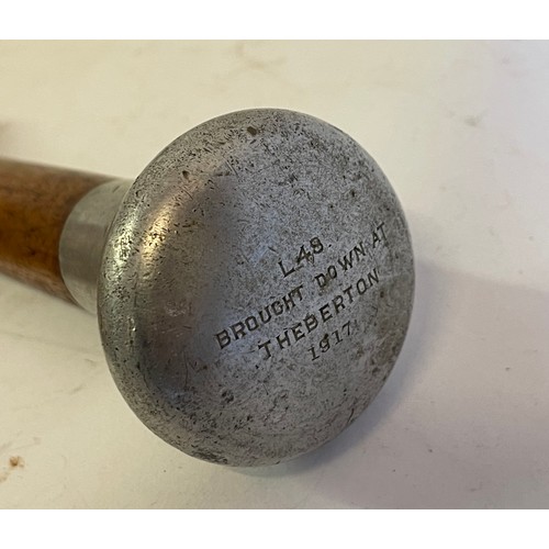 292 - Very Rare Stick With The Finial Being Made From A Part From The Downed German Zeppelin L48 Over Theb... 