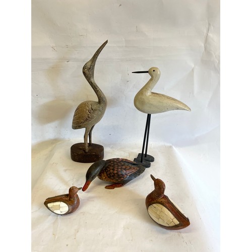 298 - Various Wooden Bird Figures. (5)