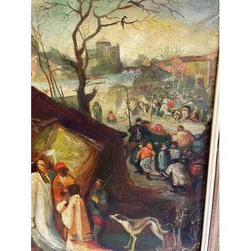 301 - Vintage Continental School Oil On Canvas Depicting The Birth Of Jesus. Overall Size  77 x 61 cms