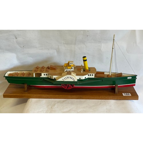 186 - Vintage Wood Model Of A Paddle Steamer 