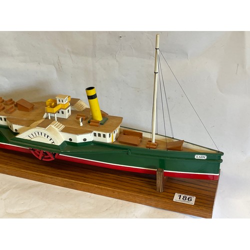 186 - Vintage Wood Model Of A Paddle Steamer 