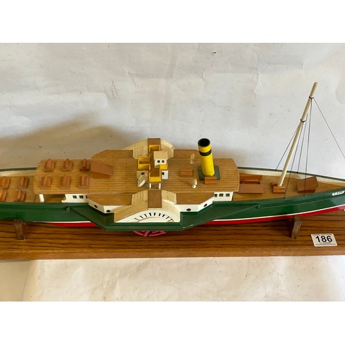 186 - Vintage Wood Model Of A Paddle Steamer 