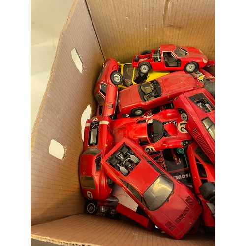 308 - A Box Of Ferrari Model Cars And Parts A/F  Along With Various Car Magazines. (Box)