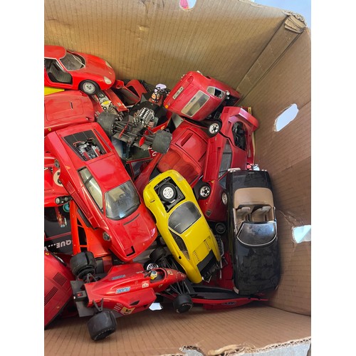 308 - A Box Of Ferrari Model Cars And Parts A/F  Along With Various Car Magazines. (Box)