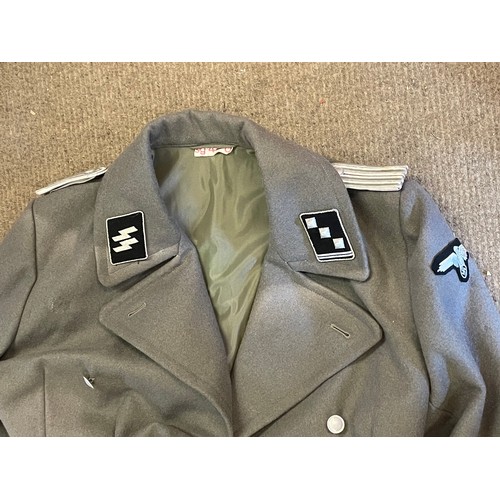 323 - WW2 Style SS Great Coat With Insignia.