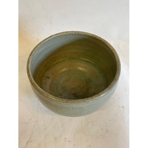 328 - Chinese Song, Fujian Kilns, Celadon Glaze Footed Bowl. 12 cms Diameter