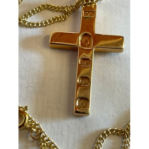 342 - 9ct Gold Hallmarked Heavy Gauge Cross On A 9ct Gold Chain 8.1 g