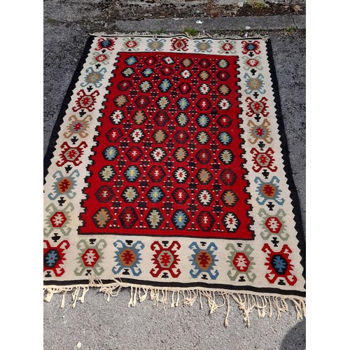 72 - Kiilim Handmade Rug With Central Pattern 230cm x 155cm