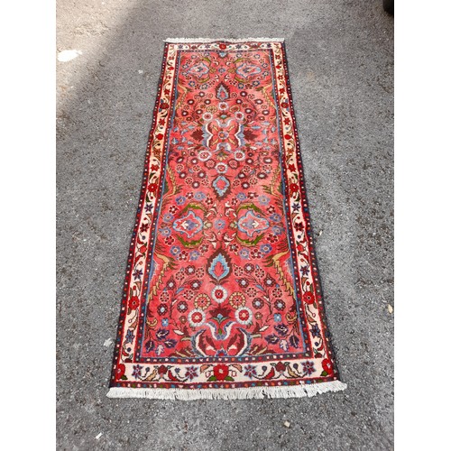 80 - Red Ground Runner Handmade, 200cm x 76cm