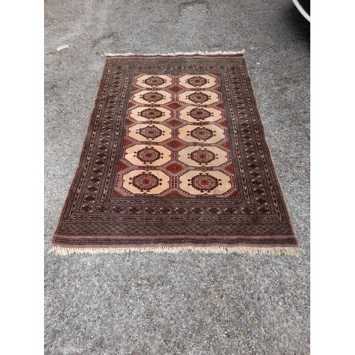 83 - Brown Ground Rug Handmade in Pakistan, 182cm x 127cm