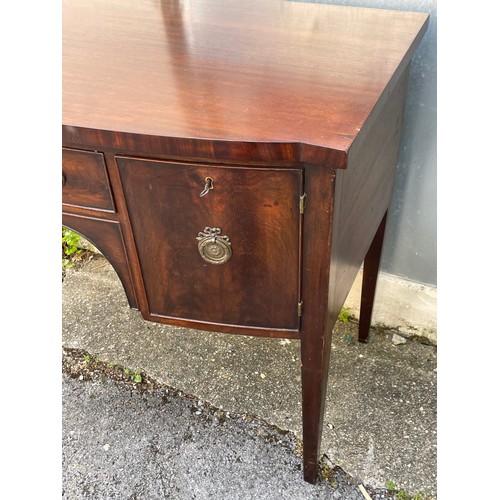 31 - Vintage Mahogany Bow Fronted Sideboard With Brass Fittings. 107 x 58 x 84 cms