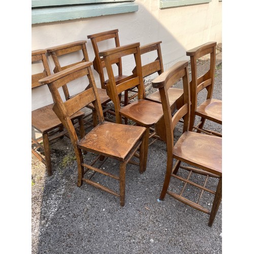 32 - Eight Vintage Chapel Chairs. (8)