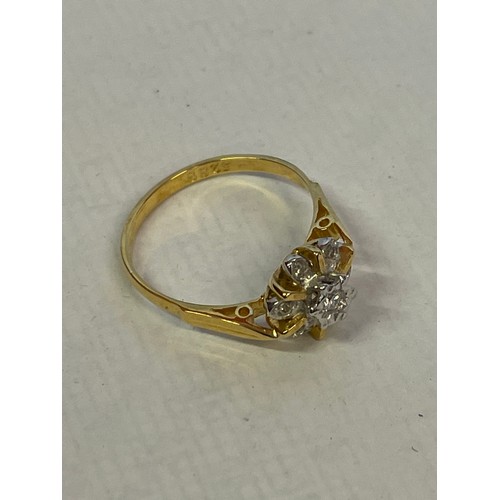 346 - 18ct Gold Hallmarked Diamond Ring Size  L 1/2 . 2.8g