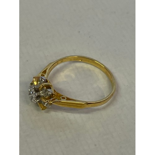 346 - 18ct Gold Hallmarked Diamond Ring Size  L 1/2 . 2.8g