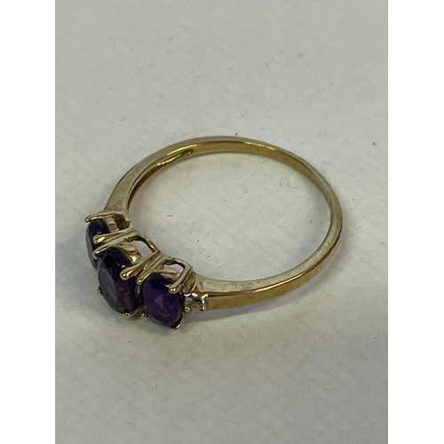 347 - Tested 9ct Gold Amethysts Size T 2.1g