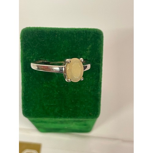 354 - Sterling Silver Ring Set With A 0.70ct Ethiopian Opel With Certificate Size R 1/2