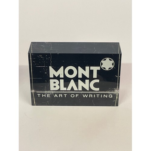 368 - Similar To Previous Lot Mont Blanc The Art Of Writing Acrylic Advertising Block 10 x 7 x 3 cms