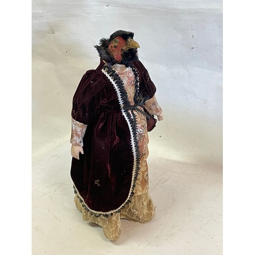 378 - Similar To Previous Lot Unusual Novelty Doll Figure With Real Taxidermy Pheasant  Head. 37 cms High