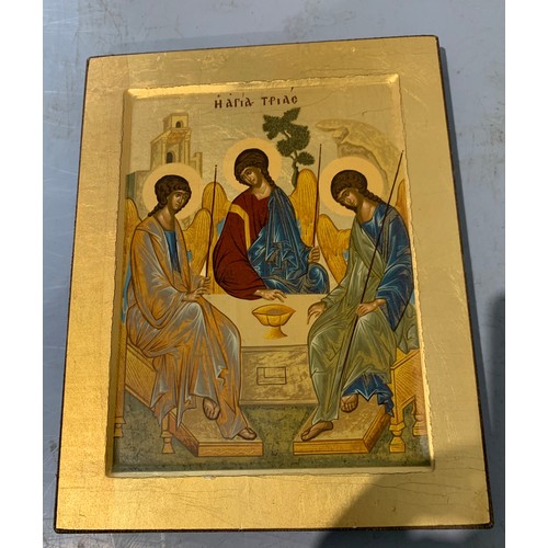 214 - Gilt Byzantine Style Icon Of Thé Holy Trinity
20 x 32 cms