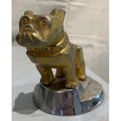 218 - Vintage MACK TRUCK Bulldog Car Mascot Ornament Having Chrome Base