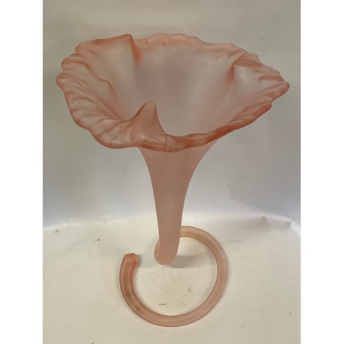 422 - Large Vintage Pink Glass Corolla Vase 51 cms High.