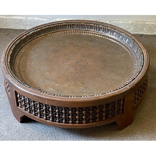 23 - Chakki Coffee Table With Copper Tray Insert, 75cms Diameter 23cms High