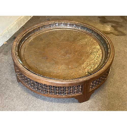 23 - Chakki Coffee Table With Copper Tray Insert, 75cms Diameter 23cms High