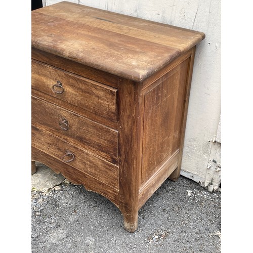 35 - Rustic Continental Oak Three Drawer Chest.  70 x 43 x 75 cms