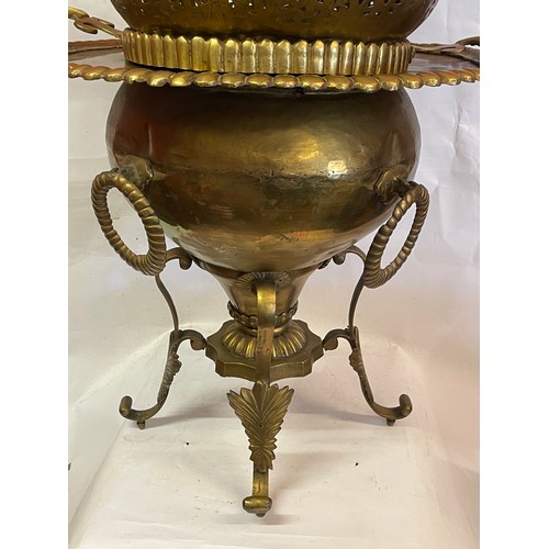 386 - Huge  Vintage Heavy Gauge Islamic  Brass Brazier . 117cms High