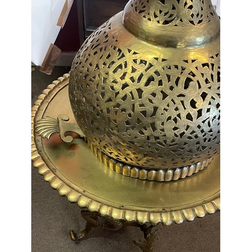 386 - Huge  Vintage Heavy Gauge Islamic  Brass Brazier . 117cms High