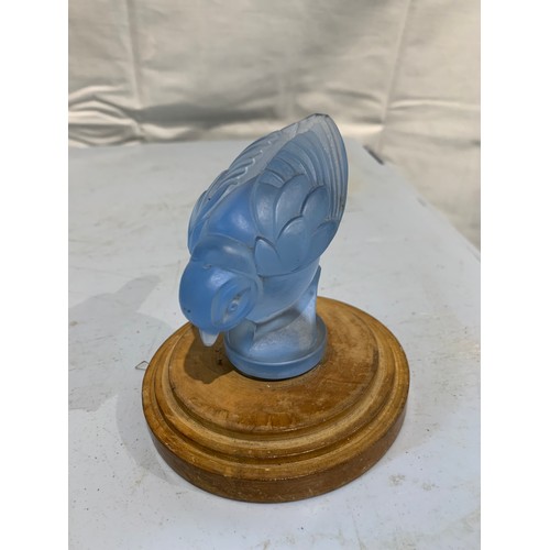 219 - Vintage Blue Glass Car Mascot Ornament